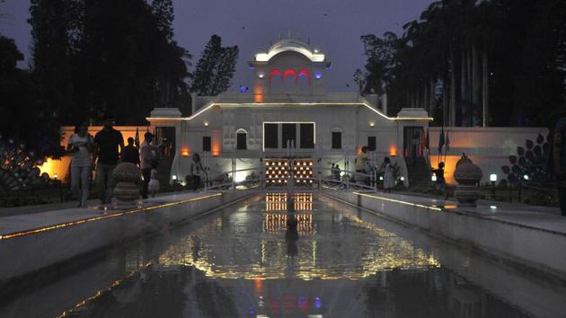 Lighting at Pinjore Garden on the second day of 26th Mango Mela. Tourism minister Ram Bilas Sharma will formally inaugurated the fair on Saturday. (Sant Arora/HT Photo)
