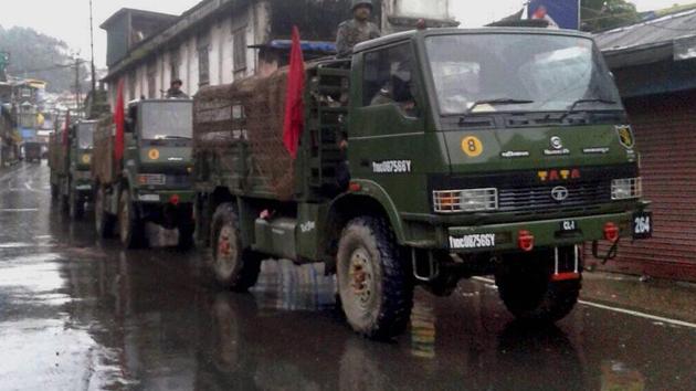 The army was redeployed after fresh violence erupted in Darjeeling hills where Gorkhaland supporters torched a police outpost, a toytrain station and clashed with the police at two places in Darjeeling on Saturday. (PTI Photo) The army was redeployed after fresh violence erupted in Darjeeling hills where Gorkhaland supporters torched a police outpost, a toytrain station and clashed with the police at two places in Darjeeling on Saturday. (PTI Photo)
