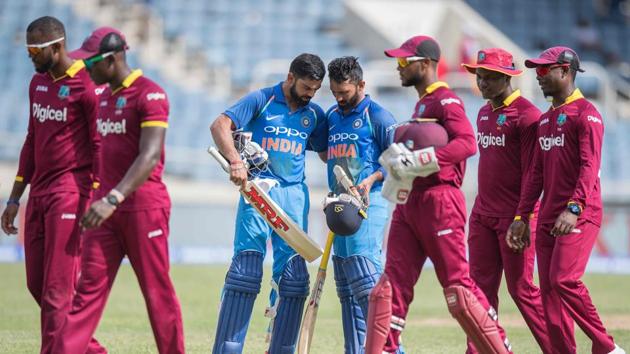 West Indies beat India by nine wickets in the one-off T20I at Kingston, Jamaica. Get full cricket score of India vs West Indies here(AFP)