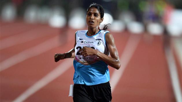 Sudha Singh won the 3000m steeplechase during the 22nd Asian Athletic Championships.(PTI)
