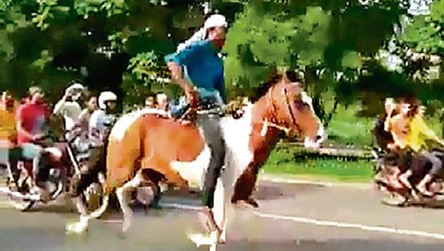A screenshot from the video of the race that took place on Saturday morning (July 8) on the Noida-Greater Noida Expressway. (CCTV footage grab) A screenshot from the video of the race that took place on Saturday morning (July 8) on the Noida-Greater Noida Expressway. (CCTV footage grab)