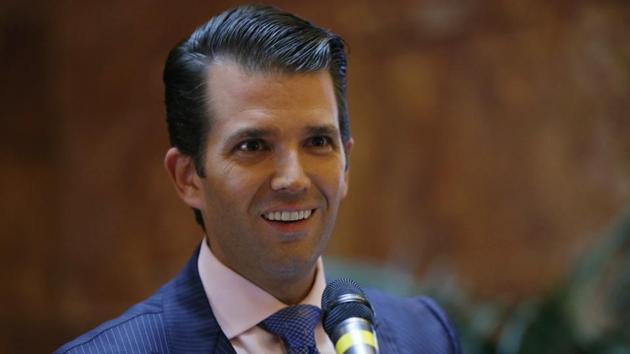 Donald Trump Jr. shared a video of an edited clip of the 1986 military thriller “Top Gun” in which President Donald Trump’s face is superimposed over Tom Cruise’s character as he shoots down a Russian jet with a CNN logo on it on July 8.(AP File Photo)