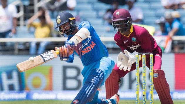 Dinesh Karthik struck a 29-ball 48 as India looked set for a big total. (AFP)