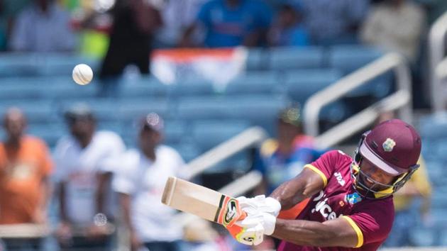 Evin Lewis started off in grand style as he tore the Indian bowling apart. (AFP)