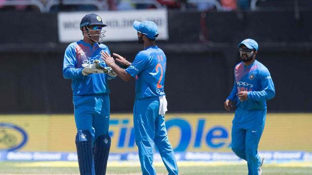 Kuldeep Yadav got the big wicket of Chris Gayle but West Indies were within the asking rate. (AFP)