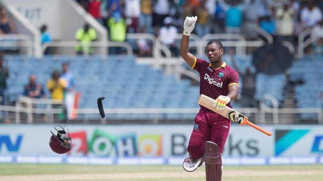 Lewis became the third batsman after Chris Gayle and Brendon McCullum to smash two boundaries in T20Is as West Indies coasted towards the target. (AFP)