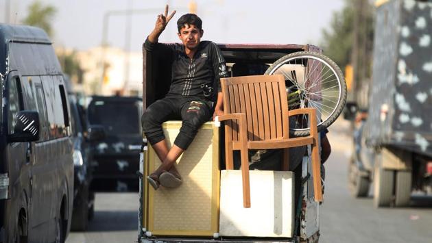 An Iraqi boy flashes the sign for victory as he celebrates in the Old City of Mosul. (AHMAD AL-RUBAYE / AFP) An Iraqi boy flashes the sign for victory as he celebrates in the Old City of Mosul. (AHMAD AL-RUBAYE / AFP)