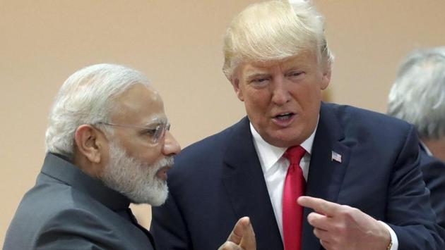 India's Prime Minister Narendra Modi, in conversation with U.S. president Donald Trump during a working session of the G20 summit in Hamburg, Germany on July 8, 2017. (AP) India's Prime Minister Narendra Modi, in conversation with U.S. president Donald Trump during a working session of the G20 summit in Hamburg, Germany on July 8, 2017. (AP)