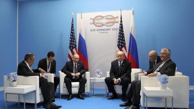 US President Donald Trump and Russian President Vladimir Putin attend a meeting on the sidelines of the G20 summit in Hamburg, Germany, on July 7, 2017. (Reuters File) US President Donald Trump and Russian President Vladimir Putin attend a meeting on the sidelines of the G20 summit in Hamburg, Germany, on July 7, 2017. (Reuters File)