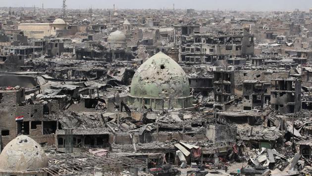 A general view of the destruction in Mosul's Old City. The European Union on Sunday hailed the defeat of the Islamic State group in Mosul as a ‘decisive step’ in fighting terrorism but called on Iraqis to work together to improve their country. (AFP) A general view of the destruction in Mosul's Old City. The European Union on Sunday hailed the defeat of the Islamic State group in Mosul as a ‘decisive step’ in fighting terrorism but called on Iraqis to work together to improve their country. (AFP)