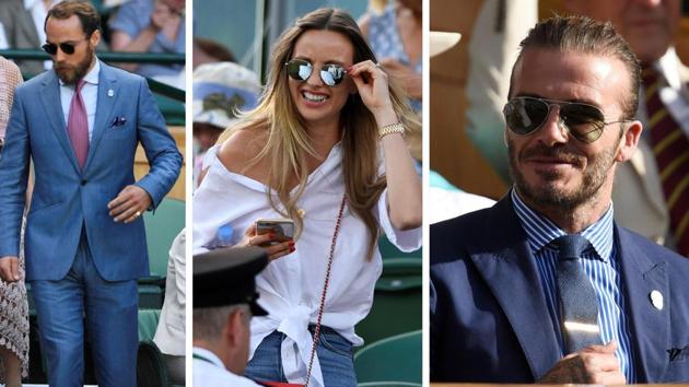 James Middleton, Ester Berdych Satorova and David Beckham snapped at Wimbledon 2017.(HT Photo)