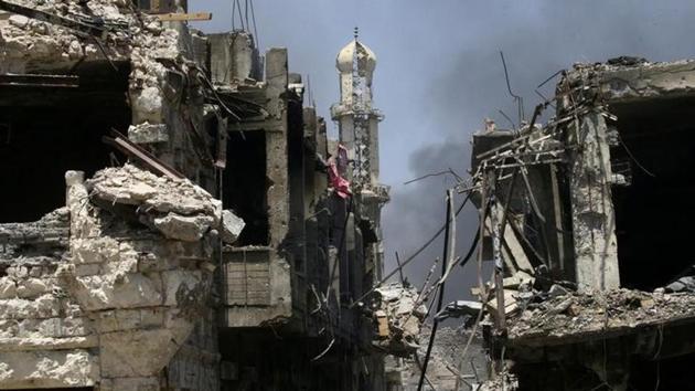 Destroyed buildings from clashes are seen in the Old City of Mosul, Iraq on July 10.(Reuters)