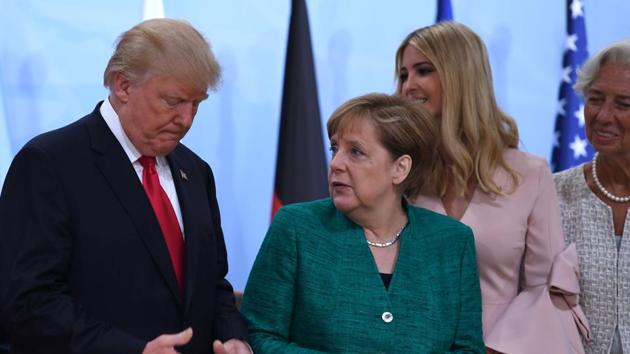 (L to R): US President Donald Trump, German Chancellor Angela Merkel, the daughter of the US President Ivanka Trump, managing director of the International Monetary Fund Christine Lagarde at a function at the G20 Summit, Hamburg, Germany, July 8 (AFP) (L to R): US President Donald Trump, German Chancellor Angela Merkel, the daughter of the US President Ivanka Trump, managing director of the International Monetary Fund Christine Lagarde at a function at the G20 Summit, Hamburg, Germany, July 8 (AFP)