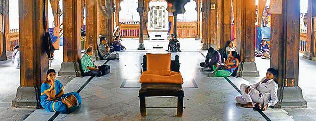 People in the city often seek quiet time in the temple confines away from the city’s noise.(HT PHOTO)