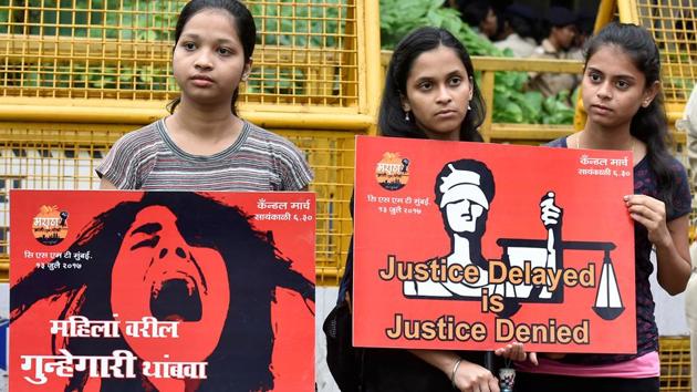 Maratha Kranti Morcha activists demand justice. (Kunal Patil/HT Photo) 