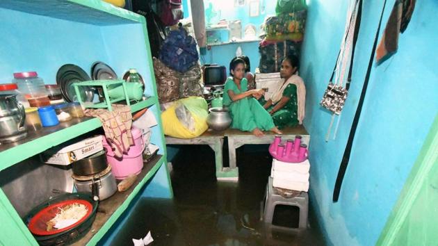 A waterlogged house in a flooded locality after heavy rains in Patna. (PTI) 
