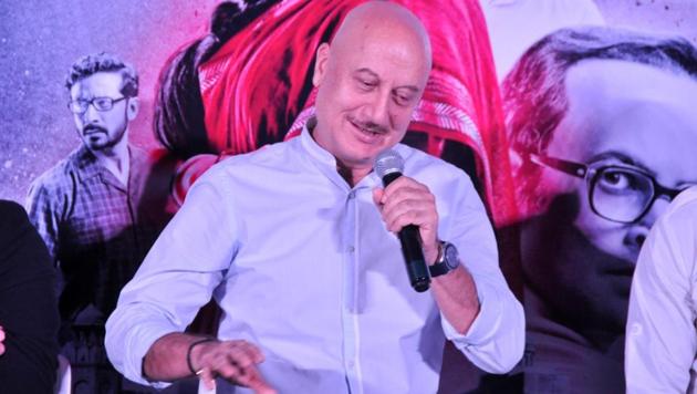Anupam Kher during trailer launch of his upcoming film Indu Sarkar in Mumbai.(IANS)