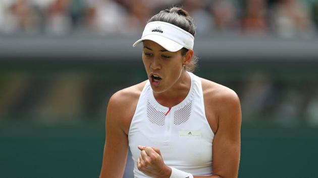 Spain's Garbine Muguruza reacts after winning her women’ singles semi-final against Slovakia Magdalena Rybarikova at Wimbledon 2017 at The All England Lawn Tennis Club on Thursday. (AFP) Spain's Garbine Muguruza reacts after winning her women’ singles semi-final against Slovakia Magdalena Rybarikova at Wimbledon 2017 at The All England Lawn Tennis Club on Thursday. (AFP)