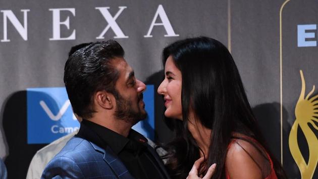 Salman Khan and Katrina Kaif caught in a candid moment. (AFP)