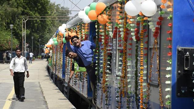 The total cost of the train is Rs 13.54 crore with the passenger coaches costing around Rs 1 crore each and the two motor coaches costing Rs 2.5 each. (Arvind Yadav/HT PHOTO)