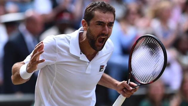 Croatia's Marin Cilic celebrates after winning against American Sam Querrey to enter the men's singles final at Wimbledon 2017. (AFP) Croatia's Marin Cilic celebrates after winning against American Sam Querrey to enter the men's singles final at Wimbledon 2017. (AFP)