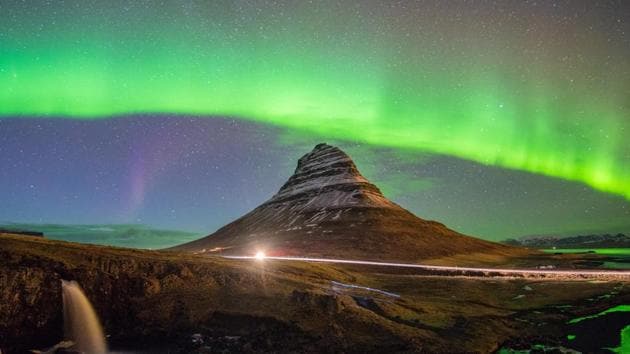The northern lights at Kirkjufell in Iceland. (Shutterstock) The northern lights at Kirkjufell in Iceland. (Shutterstock)