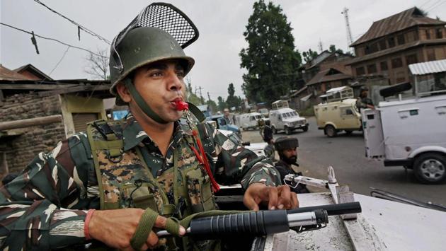 Security personnel keep vigil at the site of militant attack on Amarnath Yatris in which seven pilgrims were killed and 19 others injured, at Batango in Anantnag district of South Kashmir. (PTI) Security personnel keep vigil at the site of militant attack on Amarnath Yatris in which seven pilgrims were killed and 19 others injured, at Batango in Anantnag district of South Kashmir. (PTI)