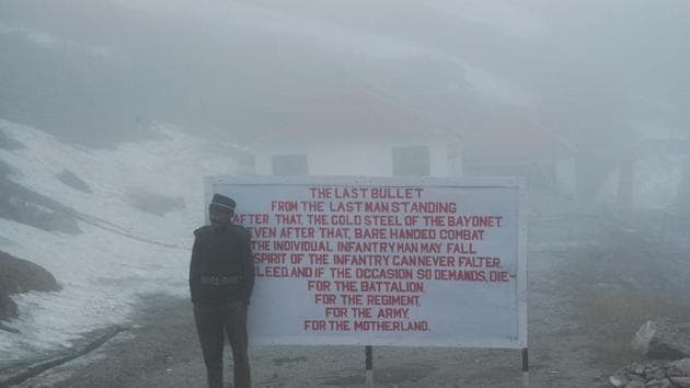 An Indian soldier at Nathu La pass.(HT File)