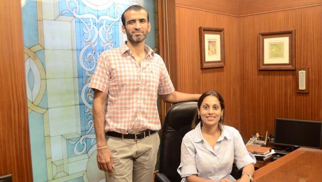 Sharmilee Agarwal Kapur and Nikhil Kapur at their office in Pune on Thursday, July 13, 2017.(HT PHOTO) Sharmilee Agarwal Kapur and Nikhil Kapur at their office in Pune on Thursday, July 13, 2017.(HT PHOTO)
