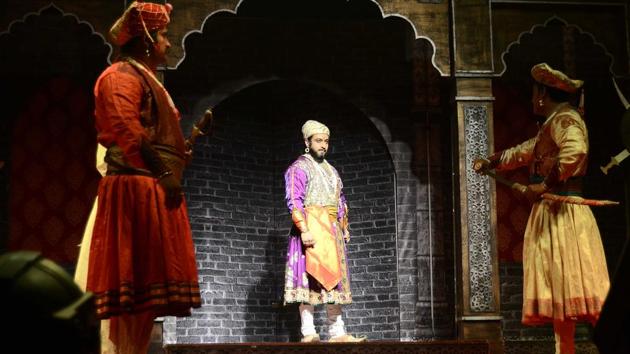 Jaanata Raja Chhatrapati Shivaji' an Iconic play of 130 artiste including actor Dr Amol kolhe as a Shivaji, on King Shivaji organized by Dagadusheth Halwai Ganesh Mandal in Pune. (Ravindra Joshi / HT Photo) Jaanata Raja Chhatrapati Shivaji' an Iconic play of 130 artiste including actor Dr Amol kolhe as a Shivaji, on King Shivaji organized by Dagadusheth Halwai Ganesh Mandal in Pune. (Ravindra Joshi / HT Photo)