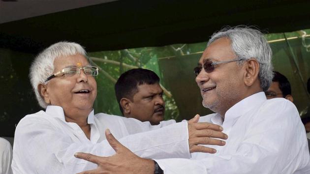 File photo of RJD chief Lalu Prasad and Bihar chief minister and JD(U) leader Nitish Kumar. Ties between the two parties have come under strain following graft charges against deputy chief minister and Prasad’s younger son Tejashwi Yadav. (PTI) File photo of RJD chief Lalu Prasad and Bihar chief minister and JD(U) leader Nitish Kumar. Ties between the two parties have come under strain following graft charges against deputy chief minister and Prasad’s younger son Tejashwi Yadav. (PTI)