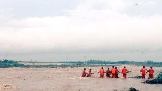 Rescue operations gained momentum on Sunday as the rains took a break after lashing several parts of the state. (Twitter/ All India Radio News) Rescue operations gained momentum on Sunday as the rains took a break after lashing several parts of the state. (Twitter/ All India Radio News)