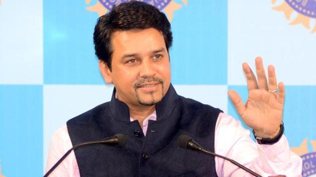 Anurag Thakur has said he ‘won’t shy away from accepting responsibility’ if Indian cricket needs him.(HT Photo)