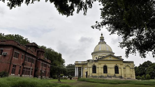Colonel James Skinner started building St James’ Church just opposite his mansion near Kashmere Gate in 1821. The initial budget of construction was estimated at Rs 95,000 which escalated to around Rs 2 lakh later. (Ajay Aggarwal/HT PHOTO) 