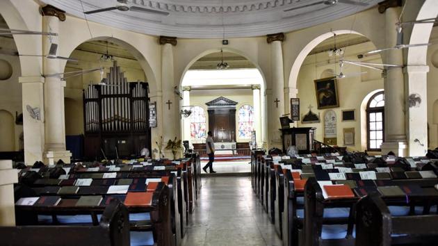 The first phase of repair of the 181-year-old structure was recently completed, but the Church Conservation Committee has been running short of funds, making it impossible for it to continue the remaining work. (Ajay Aggarwal/HT PHOTO) 