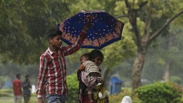 Usually Delhi receives the maximum rain in three months – July, August and September. But this year it received around 191.9 mm of rain in June – nearly 2.5 times of what it gets in June. This was the wettest June in more than a decade. (Vipin Kumar/HT PHOTO) Usually Delhi receives the maximum rain in three months – July, August and September. But this year it received around 191.9 mm of rain in June – nearly 2.5 times of what it gets in June. This was the wettest June in more than a decade. (Vipin Kumar/HT PHOTO)