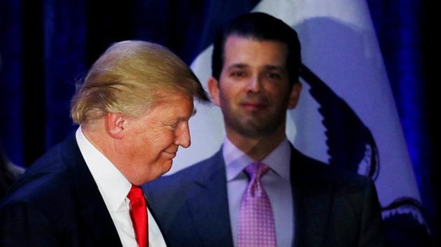 Donald Trump Jr. (R) watches his father Republican U.S. presidential candidate Donald Trump leave the stage on the night of the Iowa Caucus in Des Moines, Iowa. (REUTERS) Donald Trump Jr. (R) watches his father Republican U.S. presidential candidate Donald Trump leave the stage on the night of the Iowa Caucus in Des Moines, Iowa. (REUTERS)