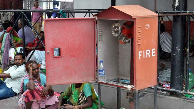The fire system that was installed on the campus beside the Trauma Centre building with a massive investment is also not functional.(HT Photo)