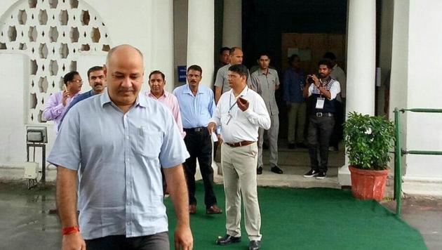 Deputy chief minister Manish Sisodia at the Delhi assembly on Monday morning. (HT Photo) Deputy chief minister Manish Sisodia at the Delhi assembly on Monday morning. (HT Photo)