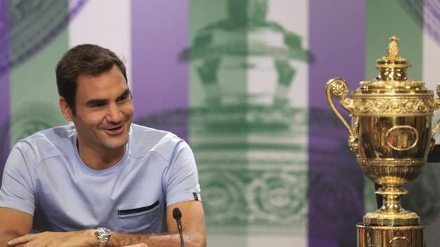 Roger Federer won his first Wimbledon title since 2012 after beating Marin Cilic on Sunday. (PTI) Roger Federer won his first Wimbledon title since 2012 after beating Marin Cilic on Sunday. (PTI)