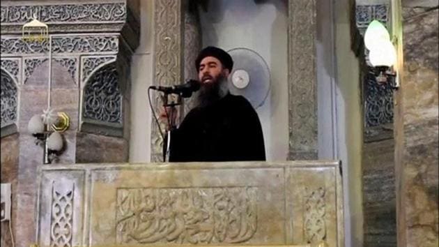 File photo of the reclusive leader of the Islamic State, Abu Bakr al-Baghdadi, making what would have been his first public appearance at a mosque in the centre of the Iraqi city of Mosul on July 5, 2014.(Reuters) File photo of the reclusive leader of the Islamic State, Abu Bakr al-Baghdadi, making what would have been his first public appearance at a mosque in the centre of the Iraqi city of Mosul on July 5, 2014.(Reuters)