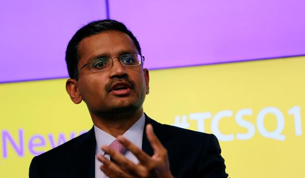Tata Consultancy Services (TCS) Chief Executive Officer Rajesh Gopinathan speaks during a news conference announcing the company's quarterly results in Mumbai, India, July 13, 2017. (REUTERS) Tata Consultancy Services (TCS) Chief Executive Officer Rajesh Gopinathan speaks during a news conference announcing the company's quarterly results in Mumbai, India, July 13, 2017. (REUTERS)