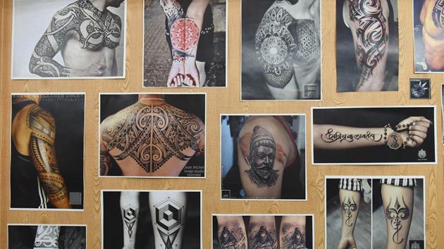 A tattoo studio in Vashi displays various designs. (Bachchan Kumar /HT PHOTO)