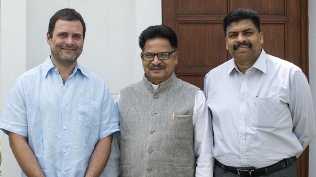 Newly appointed All India Congress Committee (AICC) secretary, a former IPS officer, Arun Oraon ( extreme right) along with AICC Vice President Rahul Gandhi and AICC General Secretary, P L Punia in New Delhi (HT Photo) Newly appointed All India Congress Committee (AICC) secretary, a former IPS officer, Arun Oraon ( extreme right) along with AICC Vice President Rahul Gandhi and AICC General Secretary, P L Punia in New Delhi (HT Photo)