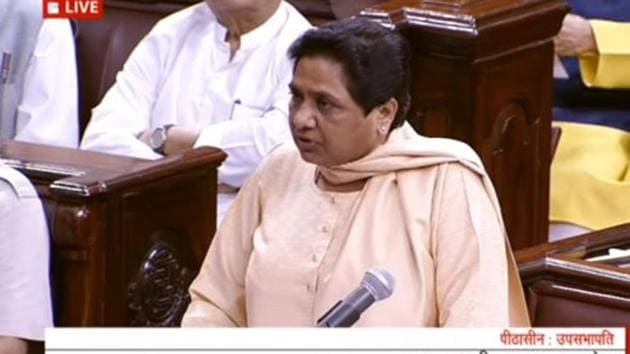 BSP chief Mayawati speaks in the Rajya Sabha on Tuesday.(ANI) BSP chief Mayawati speaks in the Rajya Sabha on Tuesday.(ANI)