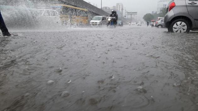 Waterlogged roads were a common feature across the city.