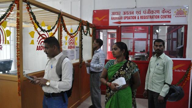 An Aadhaar centre at the Dehradun general post office.(HT file) An Aadhaar centre at the Dehradun general post office.(HT file)