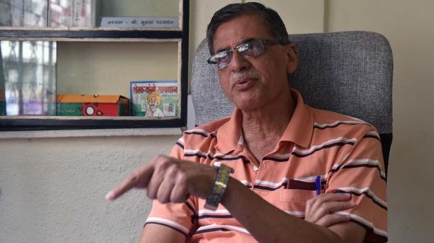 Suhas Patwardhan, president of Pune housing societies federation at his office in Pune on Monday.(Pratham Gokhale/HT PHOTO)