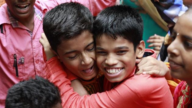 Boys at the dancing ceremony. (Rahul Raut/HT PHOTO) 