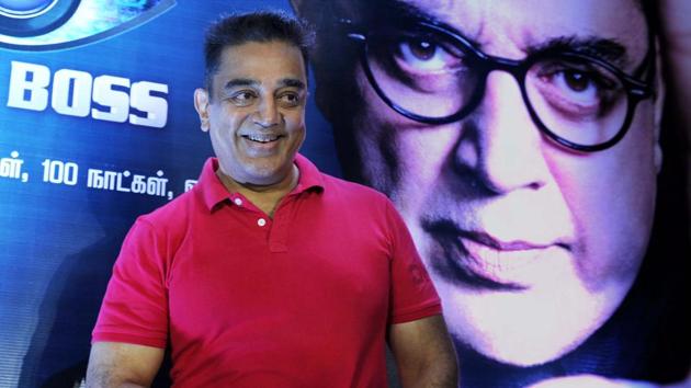 Tamil film actor Kamal Haasan during the launch of Tamil version of reality show Bigg Boss.(PTI)